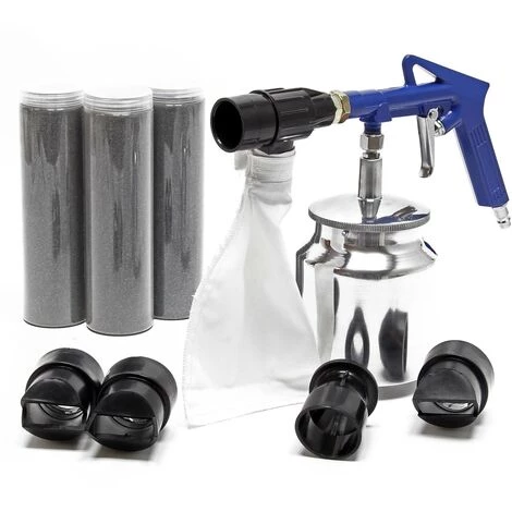 WILTEC Ki Pistolet De Sablage Air Comprimé Sableuse Avec Matériau Et Accessoires Gicleurs Grenaille Atelier 1 WILTEC Ki Pistolet De Sablage Air Comprimé Sableuse Avec Matériau Et Accessoires Gicleurs Grenaille Atelier