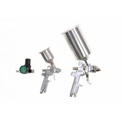 Bc-elec - LE-23 Kit De Peinture HVLP Comprenant 2 Pistolets à Peinture (125ml Et 1l) Et Un Manomètre - Gris