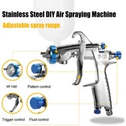ASUPERMALL Machine De Pulverisation D'Air En Acier Inoxydable, Avec Godet A Fluide A Alimentation Par Gravite -Pistolet à peinture Soldes 15354902 4
