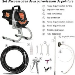 COSTWAY Machine De Pulvérisation à Haute Pression 3000PSI, Pistolet De Peinture Murale, Fonctionnement En Courant Fort 1,5 L/min Peinture à Moteur Pour L'Extérieur De La Maison -Pistolet à peinture Soldes 19356312 4