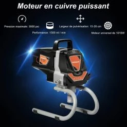 COSTWAY Machine De Pulvérisation à Haute Pression 3000PSI, Pistolet De Peinture Murale, Fonctionnement En Courant Fort 1,5 L/min Peinture à Moteur Pour L'Extérieur De La Maison -Pistolet à peinture Soldes 19356312 5