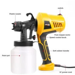 ASUPERMALL 500W Peinture Pulverisateur Portable Electrique Pulverisateur Pistolet Amovible Peinture Airbrush Outil De Pulverisation Avec 800Ml Capacite 110 ~ 230V, Jaune 8 ASUPERMALL 500W Peinture Pulverisateur Portable Electrique Pulverisateur Pistolet Amovible Peinture Airbrush Outil De Pulverisation Avec 800Ml Capacite 110 ~ 230V, Jaune -Pistolet à peinture Soldes 23637706 4