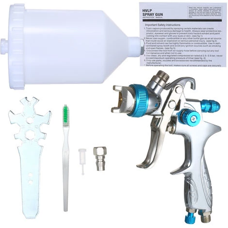 HAPPYSHOPPING Pistolet De Pulverisation Pneumatique Pistolet De Pulverisation De Voiture / Meubles 600 Ml Bombe Superieure De 1,4 Mm Buse Argent Bleu 887P 5 HAPPYSHOPPING Pistolet De Pulverisation Pneumatique Pistolet De Pulverisation De Voiture / Meubles 600 Ml Bombe Superieure De 1,4 Mm Buse Argent Bleu 887P – Image 5