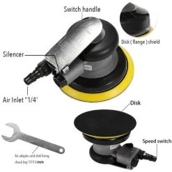 HAPPYSHOPPING Machine De Ponçage De Machine De Vibration De Sable De Machine A Papier De Verre D'outil A Main Pneumatique Ronde De 5 Pouces -Pistolet à peinture Soldes 28356386 4