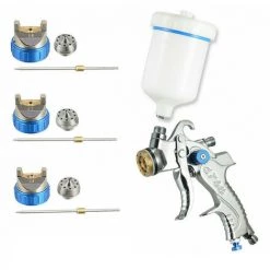 HAPPYSHOPPING Kit De Pistolet De Pulverisation HVLP Pour Vehicule 600CC, Regulateur D'air, Alimentation Par Gravite 3 Buses -Pistolet à peinture Soldes 30445210 3
