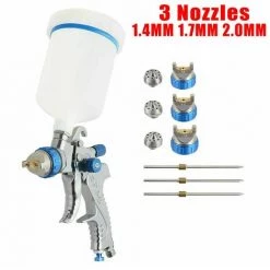 HAPPYSHOPPING Kit De Pistolet De Pulverisation HVLP Pour Vehicule 600CC, Regulateur D'air, Alimentation Par Gravite 3 Buses -Pistolet à peinture Soldes 30445210 4