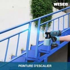 WESCO TOOL Pistolet à Peinture Sans Fil 18V, Capacité De 800 Ml, 2,5 Mm Buse Et 3 Modes De Pulvérisation, WESCO WS2342 -Pistolet à peinture Soldes 33267263 5