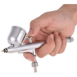 ASUPERMALL Haute Precision Alimentation Par Gravite Airbrush A Double Action Kit Set 0.3Mm Buse Pulverisateur De Peinture Outil Aerographe Pistolet, Argent
