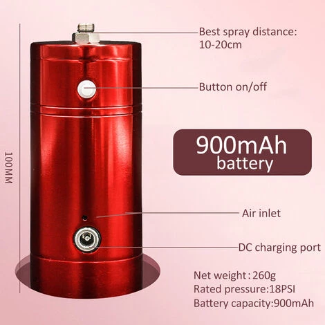 ASUPERMALL Kkmoon Usb Rechargeable Airbrush Kit Pompe De Pulverisation Airbrush Compresseur A Double Action A Main Airbrush Gun Tattoo Peinture Hydratante Maquillage Fx, Rouge 5 ASUPERMALL Kkmoon Usb Rechargeable Airbrush Kit Pompe De Pulverisation Airbrush Compresseur A Double Action A Main Airbrush Gun Tattoo Peinture Hydratante Maquillage Fx, Rouge – Image 5