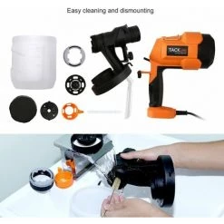 TACKLIFE Pistolet à Peinture, Pulvérisateur électrique 500W HVLP, Débit Réglable à 800ml/min, 3 Modes De Pulvérisation Et 4 Buses, Bouton De Soupape Réglable, Récipient De Peinture 900ml SGP15AC -Pistolet à peinture Soldes 33981968 5