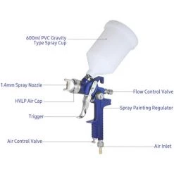 ASUPERMALL Pistolet De Peinture Hvlp Pistolet De Peinture Outil De Pulverisation De Peinture Aerographe A Alimentation Par Gravite Buse Standard De 1,4 Mm 8 ASUPERMALL Pistolet De Peinture Hvlp Pistolet De Peinture Outil De Pulverisation De Peinture Aerographe A Alimentation Par Gravite Buse Standard De 1,4 Mm -Pistolet à peinture Soldes 35253898 4