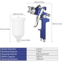 ASUPERMALL Pistolet De Peinture Hvlp Pistolet De Peinture Outil De Pulverisation De Peinture Aerographe A Alimentation Par Gravite Buse Standard De 1,4 Mm 9 ASUPERMALL Pistolet De Peinture Hvlp Pistolet De Peinture Outil De Pulverisation De Peinture Aerographe A Alimentation Par Gravite Buse Standard De 1,4 Mm -Pistolet à peinture Soldes 35253898 5