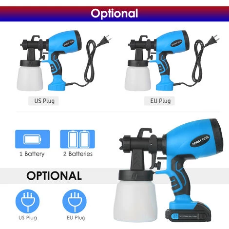 HAPPYSHOPPING Pistolet De Pulverisation Electrique Haute Pression KKmoon (neutre), Pulverisateur De Peinture, 3 Modes De Pulverisation, Aerosol De Grande Capacite De 800 Ml, Modele Enfichable Bleu Standard Europeen 220 V Avec Buse En Plastique De 2,5 Mm 3 HAPPYSHOPPING Pistolet De Pulverisation Electrique Haute Pression KKmoon (neutre), Pulverisateur De Peinture, 3 Modes De Pulverisation, Aerosol De Grande Capacite De 800 Ml, Modele Enfichable Bleu Standard Europeen 220 V Avec Buse En Plastique De 2,5 Mm – Image 3