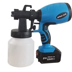 HAPPYSHOPPING KKmoon 800ML Pulverisateur De Peinture Sans Fil 2x4.0Ah Pistolet De Pulverisation De Peinture Portatif HVLP A Charge Rapide Avec Controle Du Debit Et 3 Modes De Pulverisation Pour Les Plafonds De Meubles D'armoires De Cloture,modele:Bleu EU Plug 2 Batteri