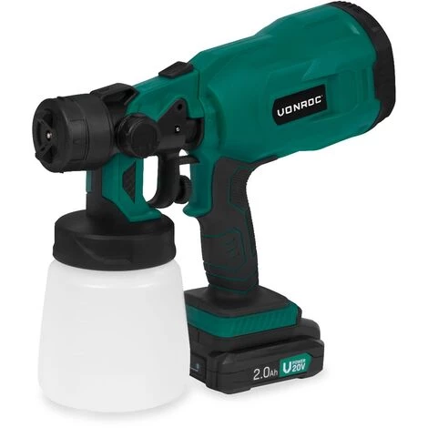 VONROC Pistolet à Peinture 20V 20V - Capacité 800 Ml - Batterie 2.0Ah, Chargeur Rapide Et Accessoires Inclus 1 VONROC Pistolet à Peinture 20V 20V - Capacité 800 Ml - Batterie 2.0Ah, Chargeur Rapide Et Accessoires Inclus