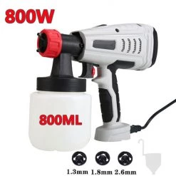 MERKMAK Pistolet A Peinture Electrique 800W Arrosoir Amovible 800ML Debit Reglable A 800ML/min 3 Modes De Pulverisation Avec 3 Buses