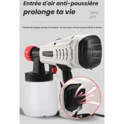 MERKMAK Pistolet A Peinture Electrique 800W Arrosoir Amovible 800ML Debit Reglable A 800ML/min 3 Modes De Pulverisation Avec 3 Buses -Pistolet à peinture Soldes 36015498 3