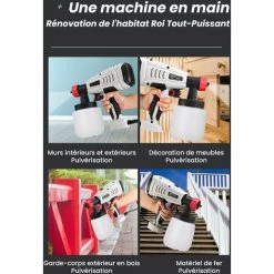MERKMAK Pistolet A Peinture Electrique 800W Arrosoir Amovible 800ML Debit Reglable A 800ML/min 3 Modes De Pulverisation Avec 3 Buses -Pistolet à peinture Soldes 36015498 5
