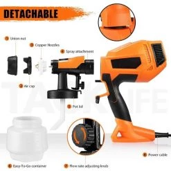 TACKLIFE Pistolet à Peinture Électrique, Pulvérisateur De Peinture 500W HVLP Avec 3 Buses En Cuivre Fournies Et 3 Modes De Pulvérisation De Peinture Max 100 DIN/S, Récipient 800ml-TLPS80A 7 TACKLIFE Pistolet à Peinture Électrique, Pulvérisateur De Peinture 500W HVLP Avec 3 Buses En Cuivre Fournies Et 3 Modes De Pulvérisation De Peinture Max 100 DIN/S, Récipient 800ml-TLPS80A -Pistolet à peinture Soldes 36259053 3