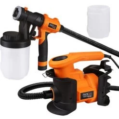 Pistolet Ă peinture Soldes 39 TACKLIFE Pistolet Pulvérisateur , Pulvérisateur De Peinture 800 W, Pulvérisation 110 Din/min Et Débit Maximum De 1100 Ml/min, Tuyau 2 Réservoirs 1200 Ml 1,8 M, Amovible Pour Nettoyer-SGP16AC