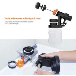 TACKLIFE Pistolet Pulvérisateur , Pulvérisateur De Peinture 800 W, Pulvérisation 110 Din/min Et Débit Maximum De 1100 Ml/min, Tuyau 2 Réservoirs 1200 Ml 1,8 M, Amovible Pour Nettoyer-SGP16AC -Pistolet à peinture Soldes 37743084 3