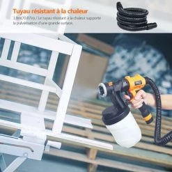 TACKLIFE Pistolet Pulvérisateur , Pulvérisateur De Peinture 800 W, Pulvérisation 110 Din/min Et Débit Maximum De 1100 Ml/min, Tuyau 2 Réservoirs 1200 Ml 1,8 M, Amovible Pour Nettoyer-SGP16AC -Pistolet à peinture Soldes 37743084 5