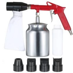 HAPPYSHOPPING Mini Machine De Sablage A Main Kit De Sablage Pistolet De Sablage Pistolet De Sablage Pistolet De Sablage Pistolet De Sablage Par Points Avec Sablage De Sable Abrasif Et 4 Buses Remplaçables, Modele : Multicolore