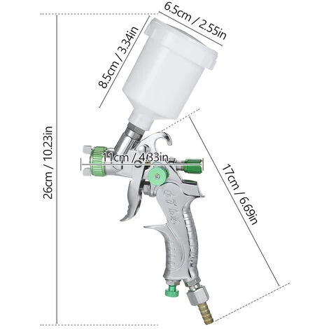 HAPPYSHOPPING Pistolet De Pulverisation D'air A Alimentation Par Gravite Mini Pistolet A Peinture Avec Gobelet De 100 Ml, Buse De 1,0 Mm Pour Peindre Le Mur De Meubles De Voiture, Modele : Argent 4 HAPPYSHOPPING Pistolet De Pulverisation D'air A Alimentation Par Gravite Mini Pistolet A Peinture Avec Gobelet De 100 Ml, Buse De 1,0 Mm Pour Peindre Le Mur De Meubles De Voiture, Modele : Argent – Image 4