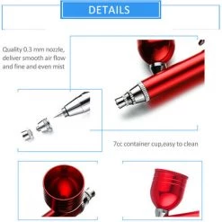 ASUPERMALL Air Brossant A L'Aerographe De L'Aerographe De Poche De Poche A Poche 0.3Mm Buse Pour Le Maquillage Fx Tatouage Tatouage Hydratant, Aerographe Rouge 9 ASUPERMALL Air Brossant A L'Aerographe De L'Aerographe De Poche De Poche A Poche 0.3Mm Buse Pour Le Maquillage Fx Tatouage Tatouage Hydratant, Aerographe Rouge -Pistolet à peinture Soldes 40070682 5