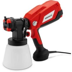 Pistolet à Peinture électrique 600W, Système Pulvérisation HVLP, Vitesse 1200ml/min, 4 Buses Et Capacité Jusqu'à 1000ml - Greencut PIN660C
