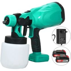 HAPPYSHOPPING Pistolet De Pulverisation Sans Brosse De Batterie Au Lithium Pulverisateur De Peinture Portable Machine De Pulverisation Electrique Sans Fil Bouteille De Pulverisation De 800 Ml / 25 Oz, Modele: Batterie UE 2pcs 2000mAh - Modele: EU & 2pcs 2000mAh Batteri -Pistolet à peinture Soldes 42724040 3