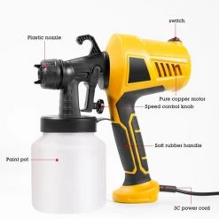 OOBEST Pistolet à Peinture, 400W Pistolet De Peinture Electrique Débit Réglable à 650ML/min, Récipient Détachable 800ML, Pour Clôtures, Meubles, Rampes Et Garages 9 OOBEST Pistolet à Peinture, 400W Pistolet De Peinture Electrique Débit Réglable à 650ML/min, Récipient Détachable 800ML, Pour Clôtures, Meubles, Rampes Et Garages -Pistolet à peinture Soldes 44464586 5