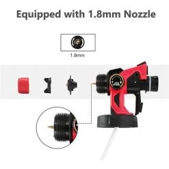 Varan Motors - CP32380 PIstolet à Peinture Sans Fil 800ml Pulvérisateur Avec Batterie 20v 2Ah Et Chargeur - Rouge -Pistolet à peinture Soldes 44830848 3