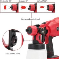 Varan Motors - CP32380 PIstolet à Peinture Sans Fil 800ml Pulvérisateur Avec Batterie 20v 2Ah Et Chargeur - Rouge -Pistolet à peinture Soldes 44830848 5