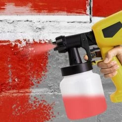 HAPPYSHOPPING Pulverisateur De Peinture Electrique Avec Buses En Cuivre De 2,5 Mm Conteneur De 650 W 800 Ml Pour Les Murs Interieurs Et Exterieurs De La Maison Voitures Clotures Meubles Et Projets De Peinture A L'exterieur Prise UE, Modele: Prise UE Jaune -Pistolet à peinture Soldes 45565590 4