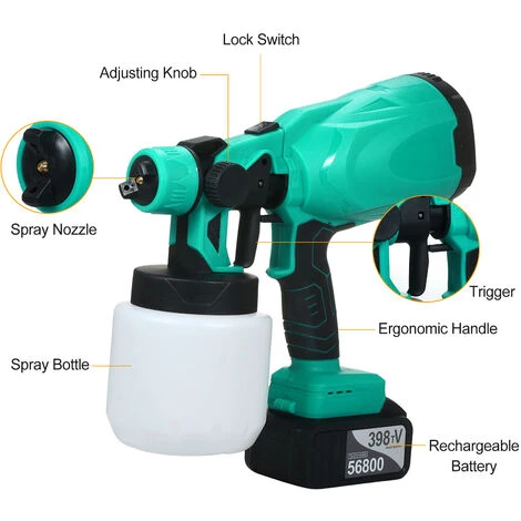 ASUPERMALL Pistolet à Peinture à Batterie Au Lithium Sans Balai Machine De Pulvérisation électrique Sans Fil 800Ml/25Oz, 4000Mah, 1 Batterie - 4000Mah, 1 Batterie 4 ASUPERMALL Pistolet à Peinture à Batterie Au Lithium Sans Balai Machine De Pulvérisation électrique Sans Fil 800Ml/25Oz, 4000Mah, 1 Batterie - 4000Mah, 1 Batterie – Image 4