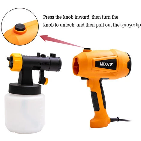 ASUPERMALL 550W Pulvérisateur De Peinture électrique Avec 4Pcs Buses En Cuivre 800Ml Pistolet à Peinture 4 ASUPERMALL 550W Pulvérisateur De Peinture électrique Avec 4Pcs Buses En Cuivre 800Ml Pistolet à Peinture – Image 4