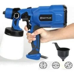 DAY PLUS Pulvérisateur De Peinture Universel, Pulvérisateur électrique De 550 W Pour Système De Pistolet De Pulvérisation à Main Pour Mur Et Plafond/peinture Sur Bois Et Métal, Pulvérisateur De Clôture, Godets De Peinture De 800 Ml, 3 Modes De Peinture, Valve Régl