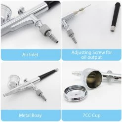 ASUPERMALL Mini Kit Aérographe Avec 0.3Mm Tube D'écoulement Aiguille, 2ML Godet D'Alimentation Caravity, Stylo Aérographe Pour Le Maquillage, Le Gâteaux, Etc 7 ASUPERMALL Mini Kit Aérographe Avec 0.3Mm Tube D'écoulement Aiguille, 2ML Godet D'Alimentation Caravity, Stylo Aérographe Pour Le Maquillage, Le Gâteaux, Etc -Pistolet à peinture Soldes 48782699 3