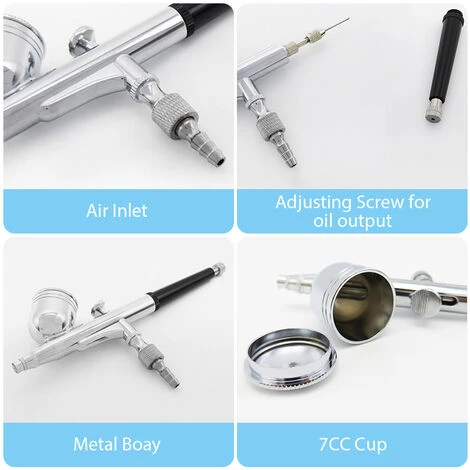 ASUPERMALL Mini Kit Aérographe Avec 0.3Mm Tube D'écoulement Aiguille, 2ML Godet D'Alimentation Caravity, Stylo Aérographe Pour Le Maquillage, Le Gâteaux, Etc 3 ASUPERMALL Mini Kit Aérographe Avec 0.3Mm Tube D'écoulement Aiguille, 2ML Godet D'Alimentation Caravity, Stylo Aérographe Pour Le Maquillage, Le Gâteaux, Etc – Image 3