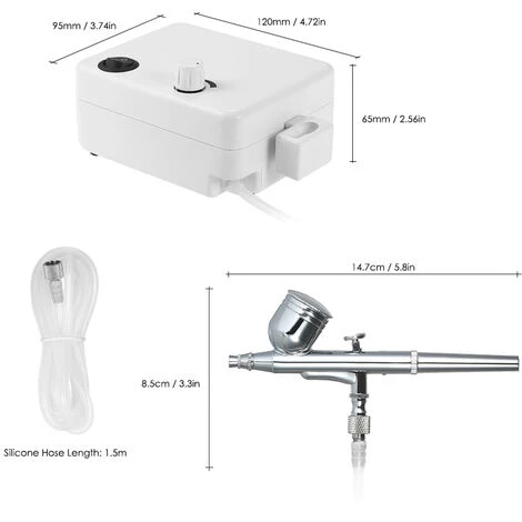 SUPERSELLER Pistolet à Peinture Ensemble De Mini Compresseur D'air Pour Aérographe Polyvalent Kit De Brosse à Air à Alimentation Par Gravité Pour La Peinture D'art 2 SUPERSELLER Pistolet à Peinture Ensemble De Mini Compresseur D'air Pour Aérographe Polyvalent Kit De Brosse à Air à Alimentation Par Gravité Pour La Peinture D'art – Image 2