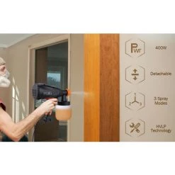 Meterk Pistolet à Peinture électrique 400 W HVLP, Débit D'eau 800 Ml/min, 800 Ml -Pistolet à peinture Soldes 50454014 5