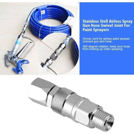 QERSTA Joint Pivotant De Tuyau De Pistolet De Pulvérisation Haute Pression Sans Air En Acier Inoxydable De 1/4 Pouce, Connecteur De Prise De Pulvérisateur De Peinture à Joint Pivotant De Tuyau Rotatif 360 2 QERSTA Joint Pivotant De Tuyau De Pistolet De Pulvérisation Haute Pression Sans Air En Acier Inoxydable De 1/4 Pouce, Connecteur De Prise De Pulvérisateur De Peinture à Joint Pivotant De Tuyau Rotatif 360 – Image 2