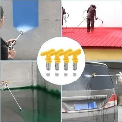 4 PCS Buse De Pulvérisation En Acier Tungstène Airless 517 Et 415 Deux Tailles Pistolet â Pulverisation Réversible Avec 4 Bagues D'Étanchéité Buse Résistante Pour Peinture, Meubles, Clôture，Starlight -Pistolet à peinture Soldes 53991878 5