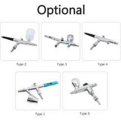 ASUPERMALL Kit D'aérographe à Double Action Avec Alimentation Par Siphon Pour L'artisanat D'art, La Peinture, L'onglerie, Le Tatouage Et La Décoration De Gâteaux, Type 5 - Type 5 -Pistolet à peinture Soldes 54481619 5