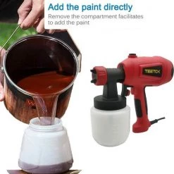 TEETOK Pistolet De Pulv¨¦risation De Peinture ¨¦lectrique 550W Pour Outil De Peinture De Voiture De Meubles De Mur De Cl?ture -Pistolet à peinture Soldes 54726925 3
