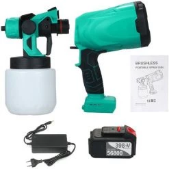 SUPERSELLER Pistolet à Peinture Batterie Au Lithium Pistolet De Pulvérisation Sans Brosse Pulvérisateur De Peinture Portable Sans Fil électrique Machine De Pulvérisation 800 Ml/25 Oz Vaporisateur, Batterie UE Et 1 Pièces 4000 MAh - Batterie UE Et 1 Pièces 4000 MAh -Pistolet à peinture Soldes 55258553 4