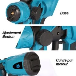 ONEVAN Pistolet à Peinture Sans Fil 800ml | Pulvérisateur De Peinture électrique - Outil De Pulvérisation Pour Makita 18v Batterie - Bleu -Pistolet à peinture Soldes 56802243 4