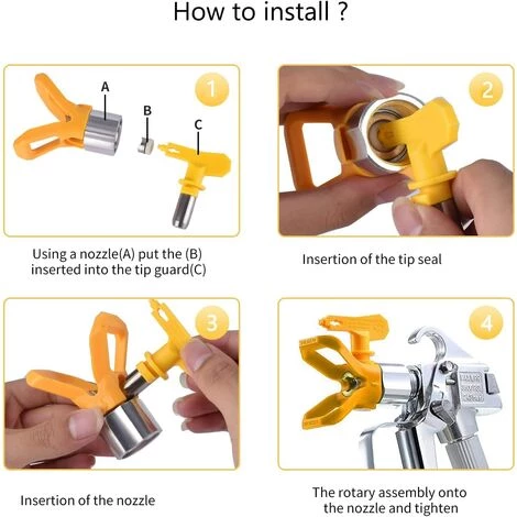CHANCEY Buse De Pulvérisation Airless,Buse Airless Pour Pistolet à Peinture Haute Pression (Tapez 519, 619)4 Pièces,SEMAket,jaune 4 CHANCEY Buse De Pulvérisation Airless,Buse Airless Pour Pistolet à Peinture Haute Pression (Tapez 519, 619)4 Pièces,SEMAket,jaune – Image 4