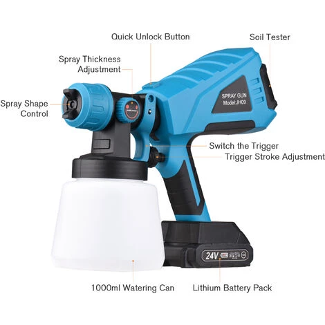 SUPERSELLER Pistolet à Peinture Pulvérisateur De Peinture Portable Sans Fil Avec Conteneur De 1000 Ml Buse De 2, 5 Mm Pulvérisation électrique Peinture Désinfection Pulvérisation Machine, Prise UE 4 SUPERSELLER Pistolet à Peinture Pulvérisateur De Peinture Portable Sans Fil Avec Conteneur De 1000 Ml Buse De 2, 5 Mm Pulvérisation électrique Peinture Désinfection Pulvérisation Machine, Prise UE – Image 4
